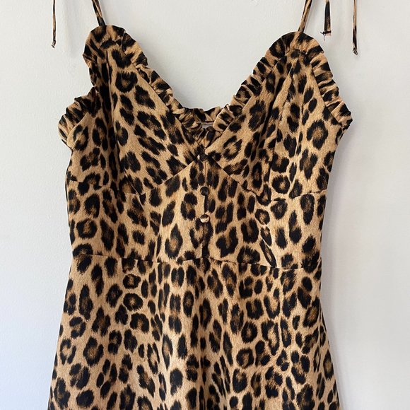 Zara Leopard Print Mini Dress With Button Detail (Sz Small) - Picture 4 of 9